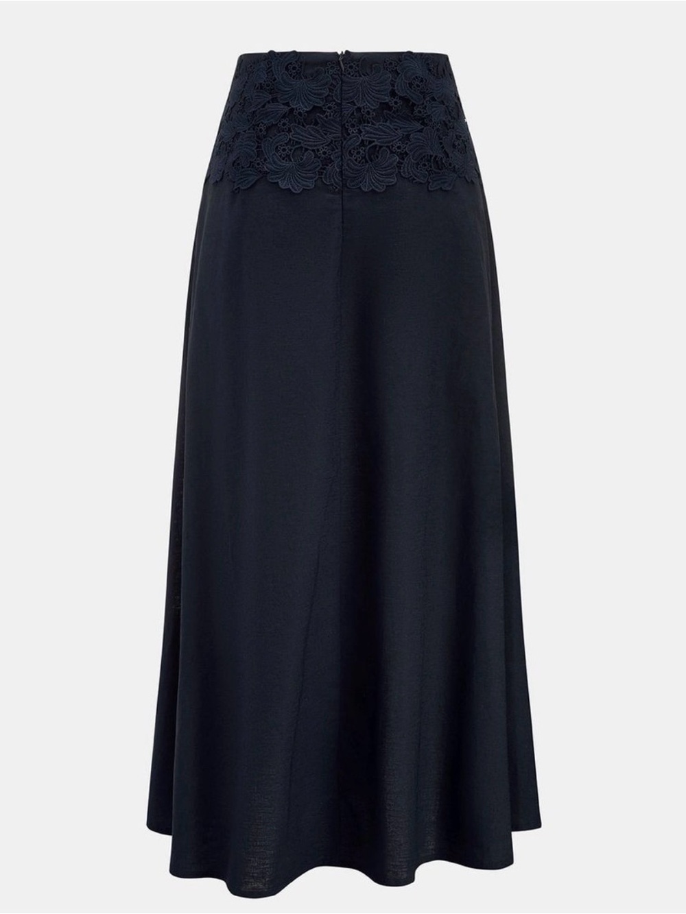 Commens Cotton Linen Top & Lace Waist Skirt set Blue - Picture 8 of 12